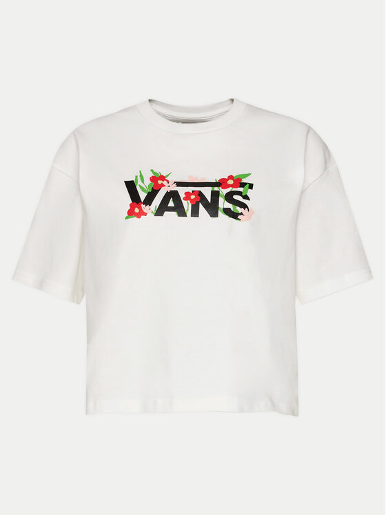 Vans Vans Tricou Fleurs Os Crop Ss VN000JG7 Écru Regular Fit