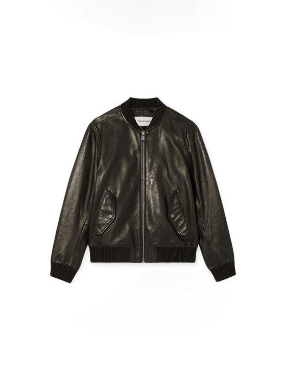 Trussardi Trussardi Kurtka skórzana R302M000053N033 Czarny Regular Fit