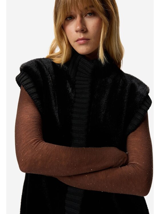 PINKO PINKO Kamizelka Genovese gilet similpelliccia Czarny Regular Fit
