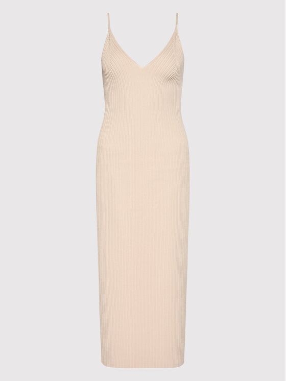 Simple Simple Sommerkleid SUD023 Beige Slim Fit