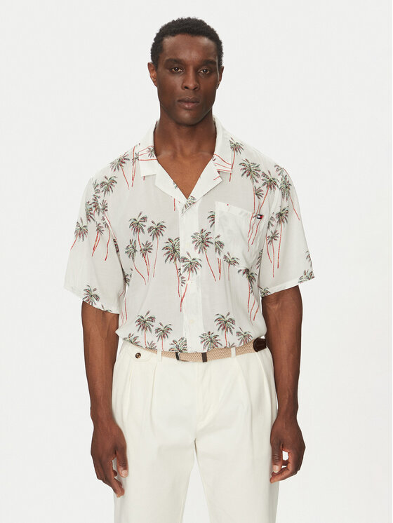 Tommy Hilfiger Tommy Hilfiger Särk Bowling Shirt Print UM0UM03227 Beež Regular Fit