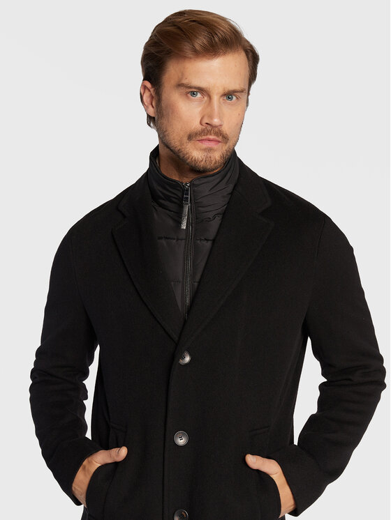 Boss Wollmantel H-Hyde-Bib-224 50479597 Schwarz Slim Fit | Modivo.de
