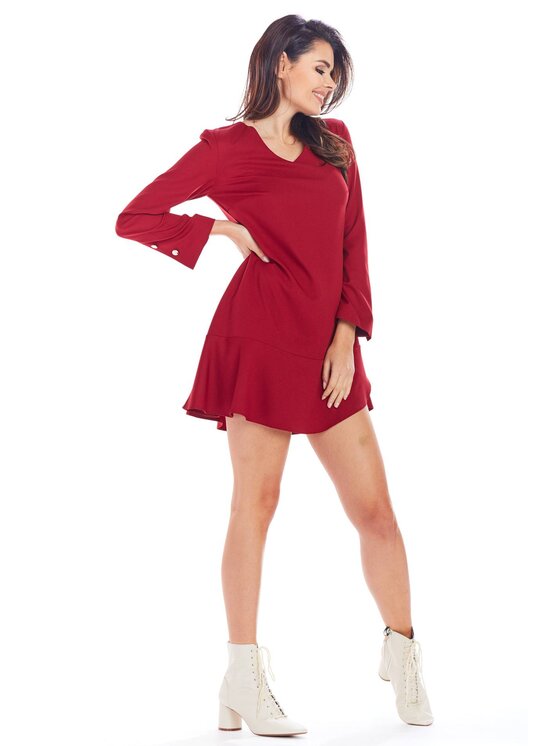 Awama Awama Každodenní šaty A344 Bordó Basic Fit