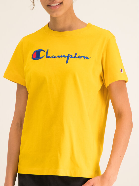 Champion Champion Marškinėliai Script Logo 110992 Geltona Regular Fit