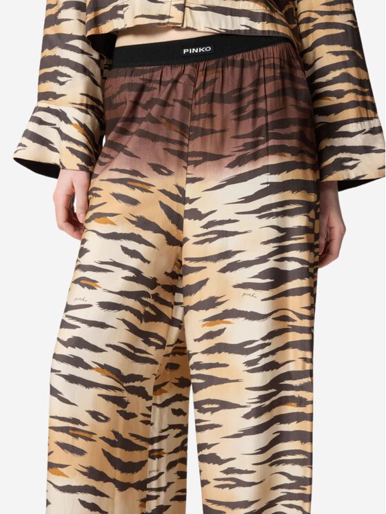 PINKO PINKO Bryczesy Pantaloni fluidi con stampa tigrata Brązowy Regular Fit