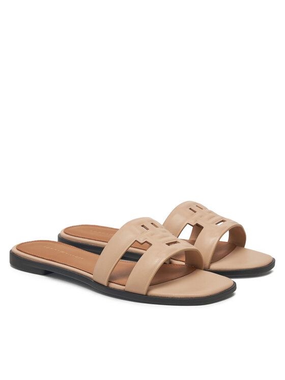 Tommy Hilfiger Tommy Hilfiger Klapki Th Logo Strap Mule FW0FW08671 Beżowy