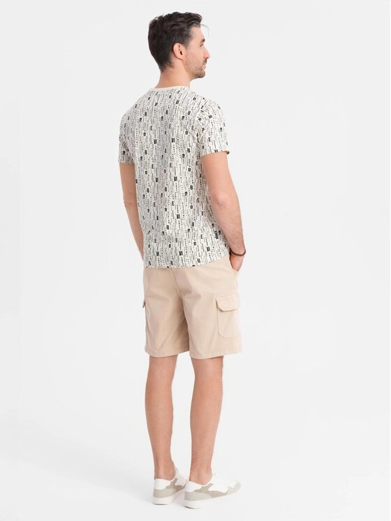 Ombre Ombre Szorty materiałowe OM-SRCG-0190 Beżowy Regular Fit