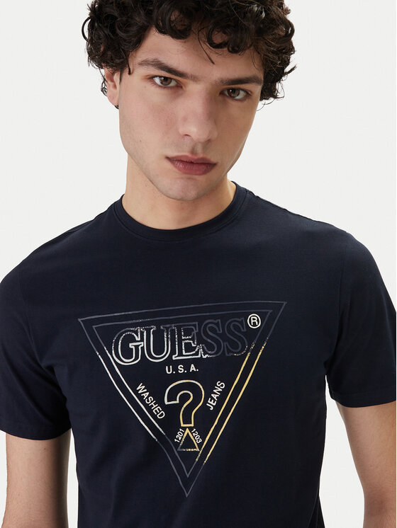 Guess Guess Тишърт M6GI11 K2992 Тъмносин Slim Fit