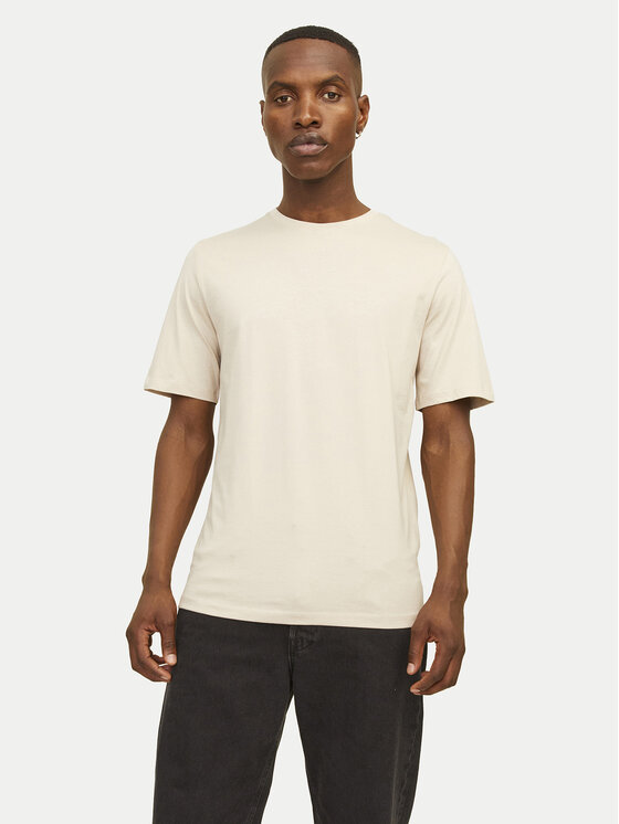 Jack & Jones T-Shirt Oragnic Basic 12156101 Beżowy Regular Fit