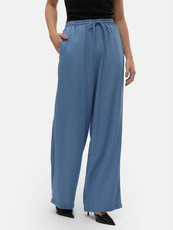 Vero Moda Vero Moda Kalhoty z materiálu Bree 10304898 Modrá Loose Fit