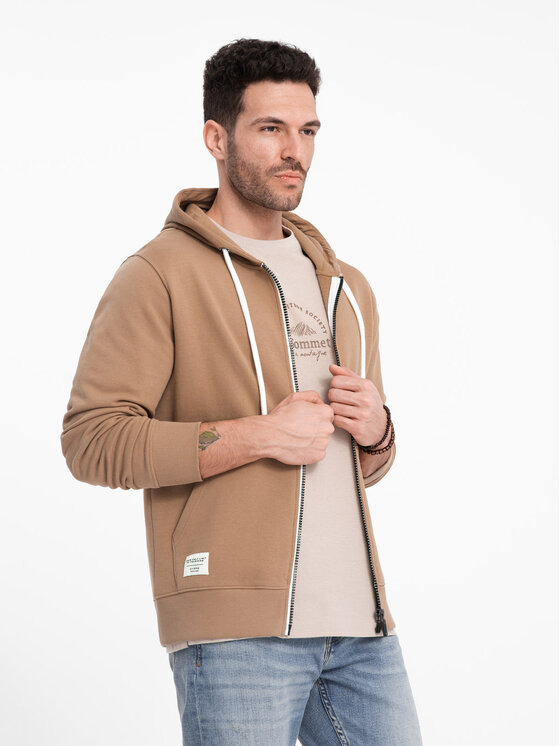 Ombre Ombre Mikina OM-SSBZ-0178 Hnědá Classic Fit