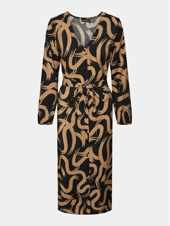 Pieces Pieces Sukienka koszulowa Merita 17147634 Beżowy Regular Fit