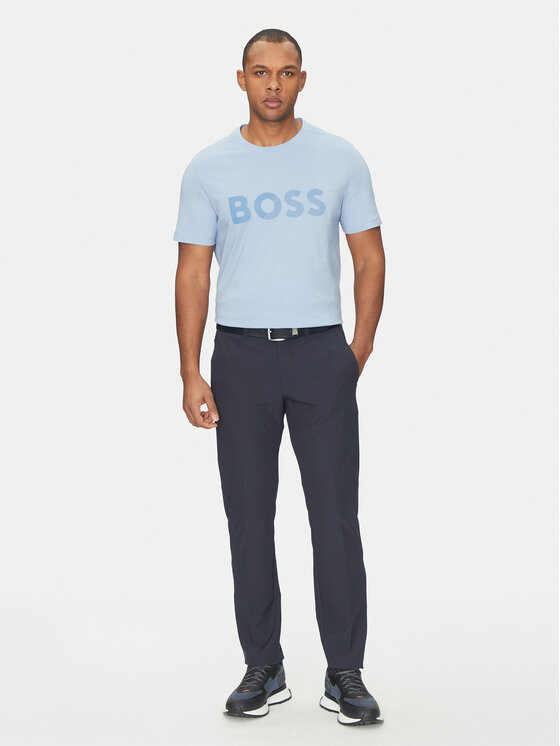 BOSS BOSS T-Shirt Tape Logo 50530990 Błękitny Regular Fit