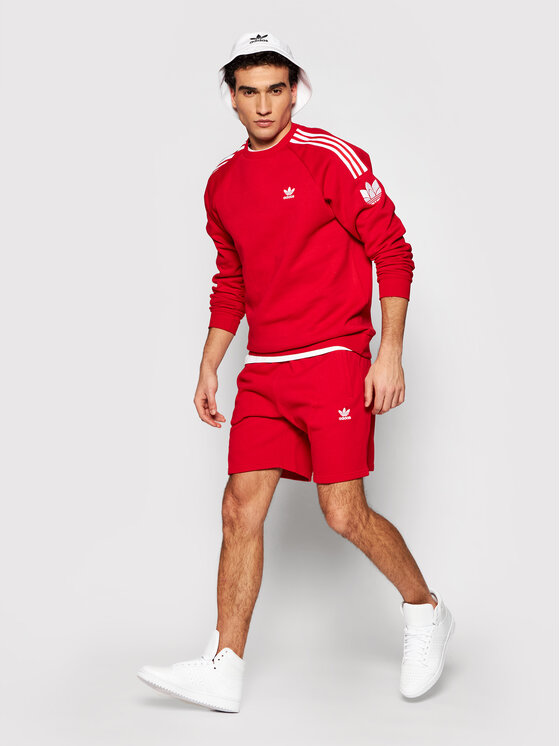 adidas adidas Bluză Loungewear adicolor 3D Trefoil 3-Stripes GN3544 Roșu Regular Fit