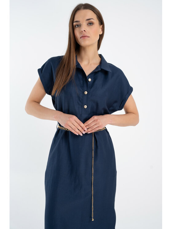 CLICK CLICK Φόρεμα πουκάμισο 60-6116 Σκούρο μπλε Close Fit