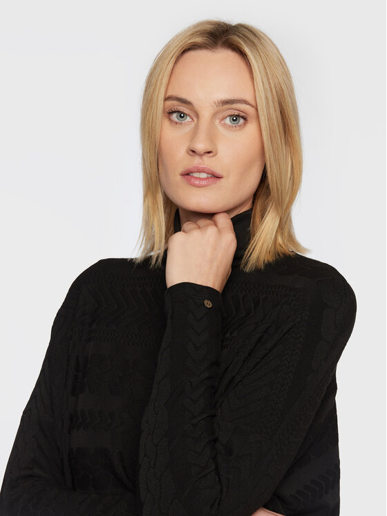 Nissa Nissa Komplet sweter i sukienka RZ13527 Czarny Regular Fit