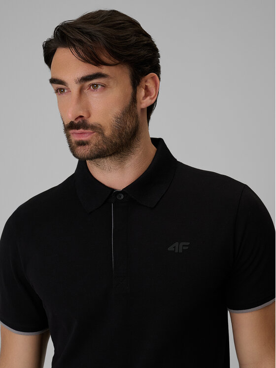 4F 4F Polo COMMERCIAL Czarny Regular Fit
