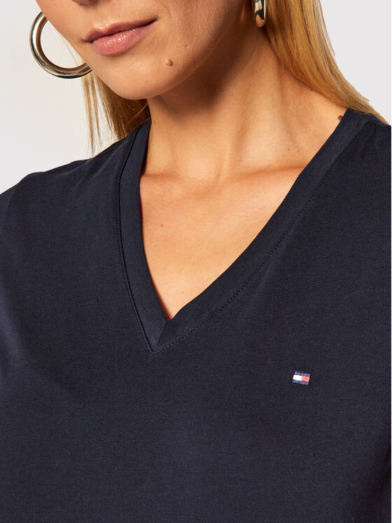 Tommy Hilfiger Tommy Hilfiger Tričko Heritage V-Neck Tee WW0WW24969 Tmavomodrá Regular Fit