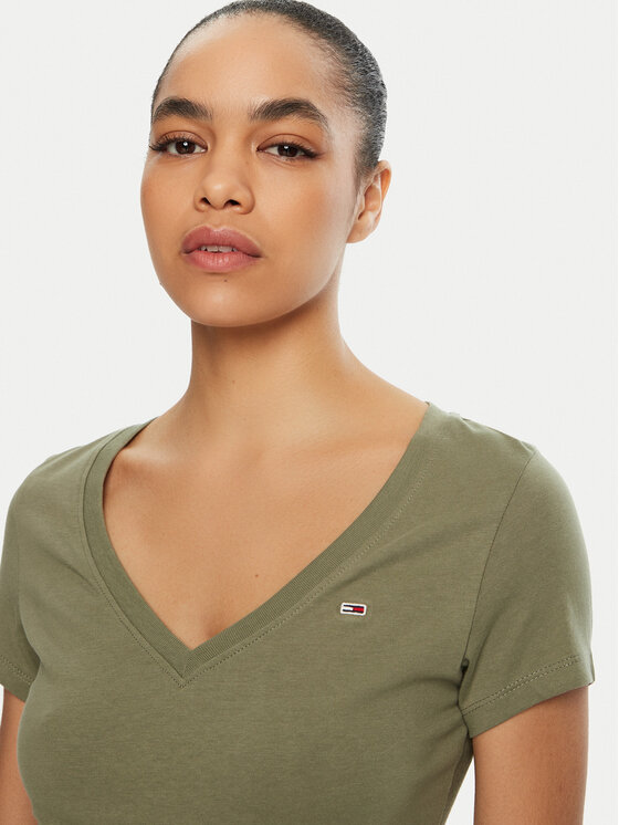 Tommy Jeans Tommy Jeans T-särk DW0DW20458 Roheline Slim Fit