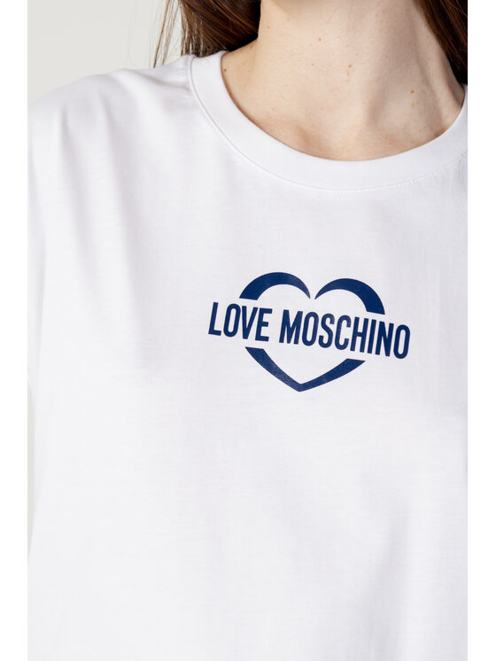 LOVE MOSCHINO LOVE MOSCHINO Φόρεμα καθημερινό STAMPA LOGO CUORE Λευκό To Fit
