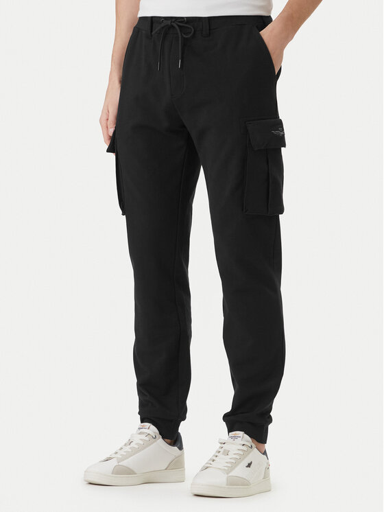 Aeronautica Militare Pantaloni trening 261PF1020UF00674 Negru Regular Fit