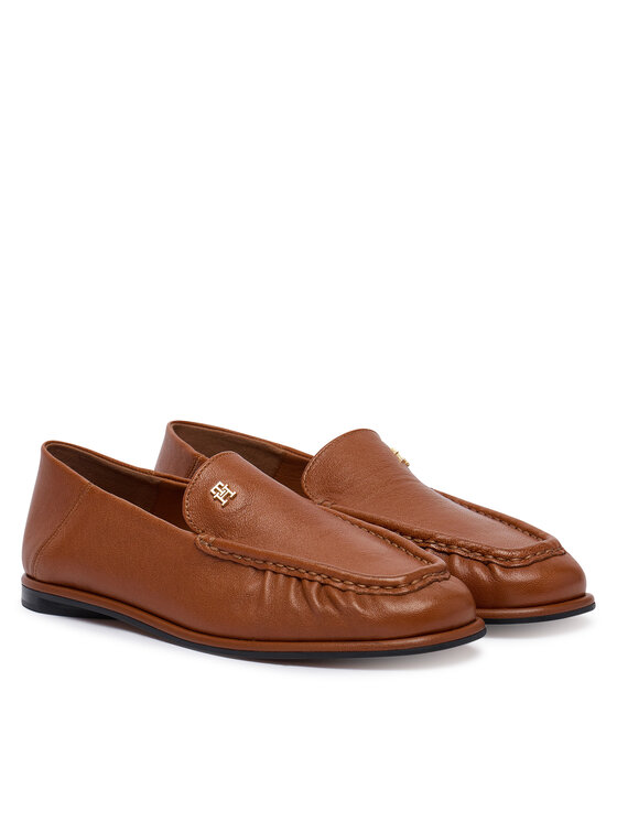 Tommy Hilfiger Tommy Hilfiger Lordsi Leather Ruched Toe Loafers FW0FW09250 Brūns