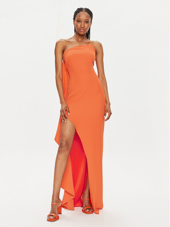 Fracomina Fracomina Večerné šaty FQ24SD3012W47601 Oranžová Slim Fit