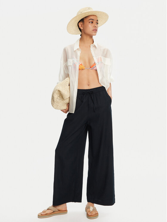 Roxy Roxy Kalhoty z materiálu Lekeitio Break ERJNP03545 Černá Regular Fit