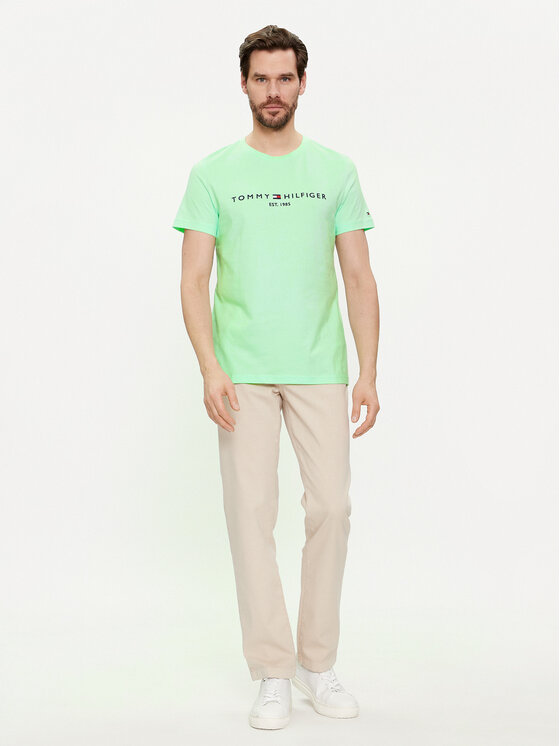 Tommy Hilfiger Tommy Hilfiger Marškinėliai Logo MW0MW11797 Žalia Slim Fit