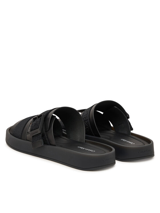 Calvin Klein Calvin Klein Šľapky Ergon Buckle Sandal Wb Lth Aop HM0HM02096 Čierna