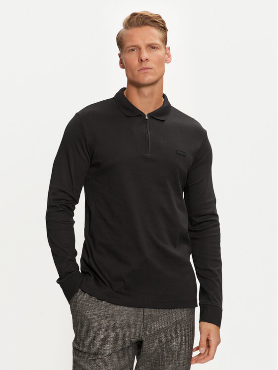 Calvin Klein Calvin Klein Тениска с яка и копчета K10K113586 Черен Slim Fit