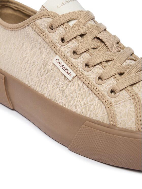 Calvin Klein Calvin Klein Tornacipő Vulc Low Laceup Aop Canvas HW0HW03142 Bézs