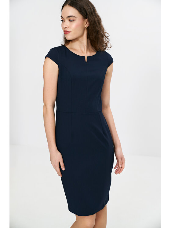NIFE NIFE Elegantní šaty S268 Tmavomodrá Bodycon Fit