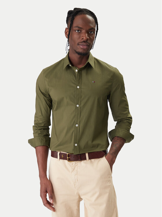 Tommy Jeans Tommy Jeans Košile Original DM0DM04405 Zelená Slim Fit