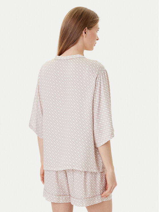 BOSS BOSS Zgornji del pižame Sateen 50545615 Bež Relaxed Fit