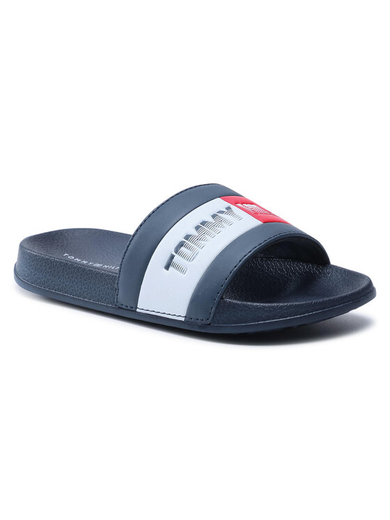 Tommy Hilfiger Tommy Hilfiger Klapki Flag Print Pool Slide T3B0-31122-1174 M Granatowy