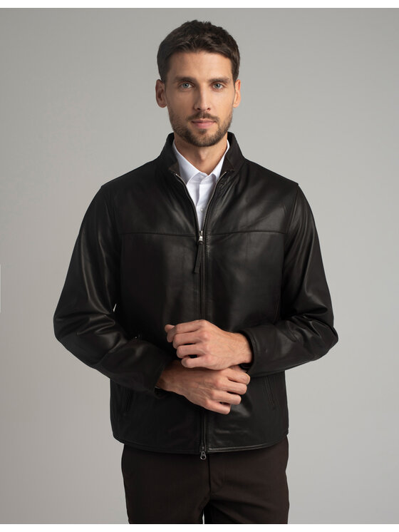 Borgio Borgio Kurtka skórzana salandra_br Brązowy Slim Fit