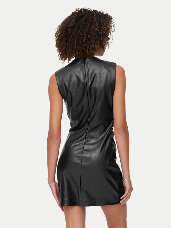 ONLY ONLY Šaty z imitace kůže Mone 15360231 Černá Slim Fit