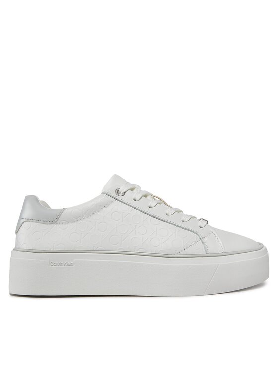 Sneakers Calvin Klein Flatform C Lace Up - Mono Mix HW0HW01870 Alb