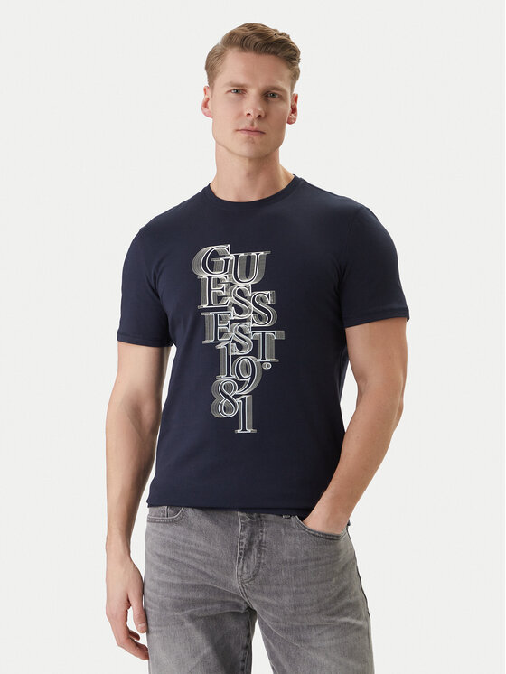 Guess Guess Tričko M6GI10 K2991 Tmavomodrá Slim Fit