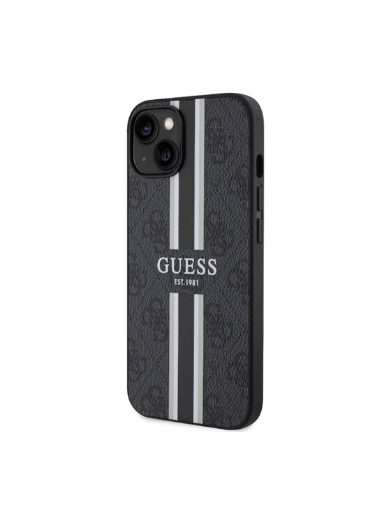 Guess Guess Etui na telefon 4G Printed Stripes MagSafe Czarny