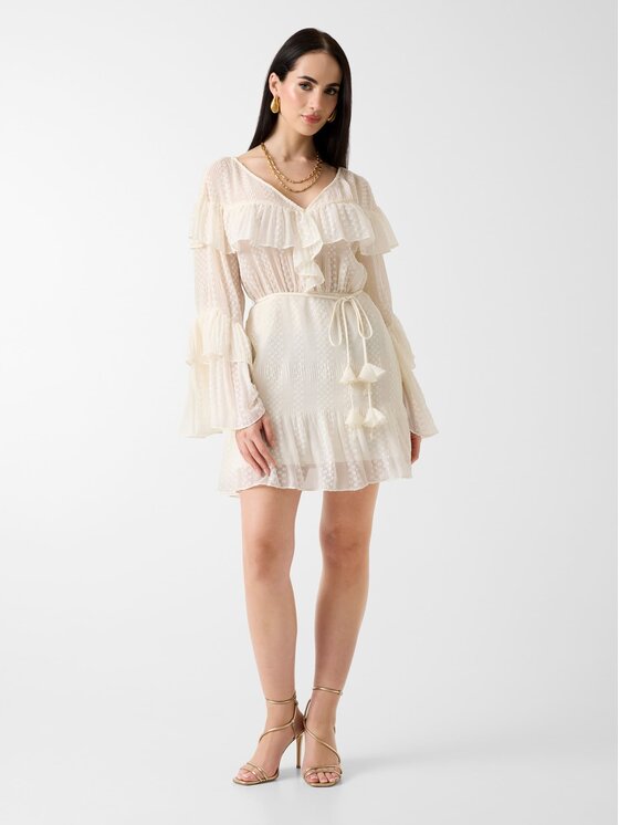 Guess Guess Kokteilinė suknelė W6GK72 W1992 Kreminė Regular Fit