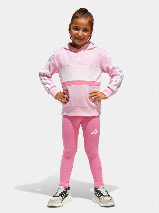 adidas adidas Pulóver és leggins szett Seasonal Essentials Tiberio 3-Stripes JC7475 Rózsaszín Slim Fit