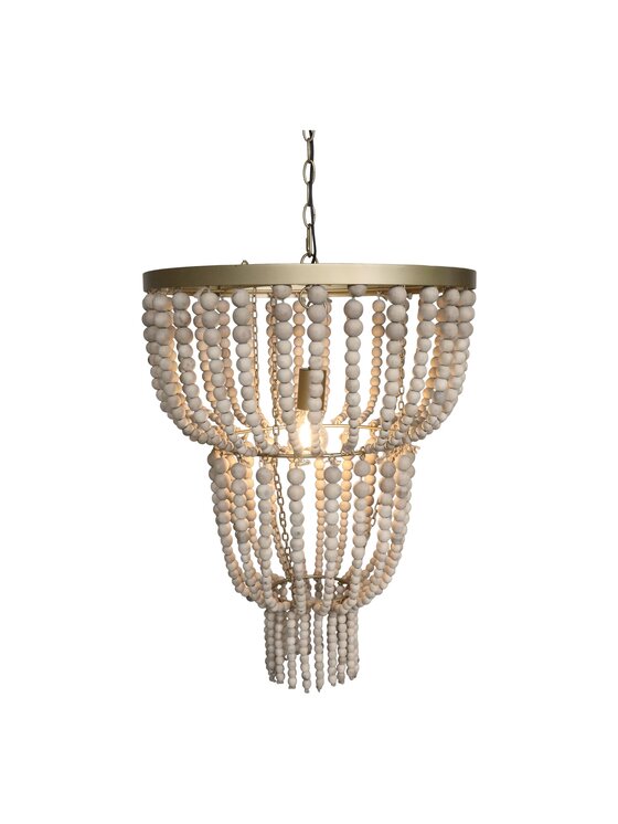 MIAhome MIAhome Lampa Żyrandol z koralików naturalny Boho Twist Beżowy
