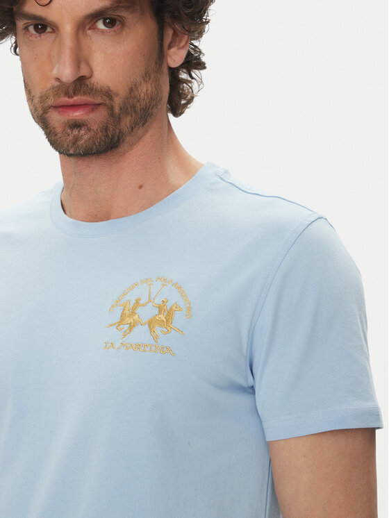 La Martina La Martina T-shirt Vernie MAR009 JS206 Svijetloplava Regular Fit