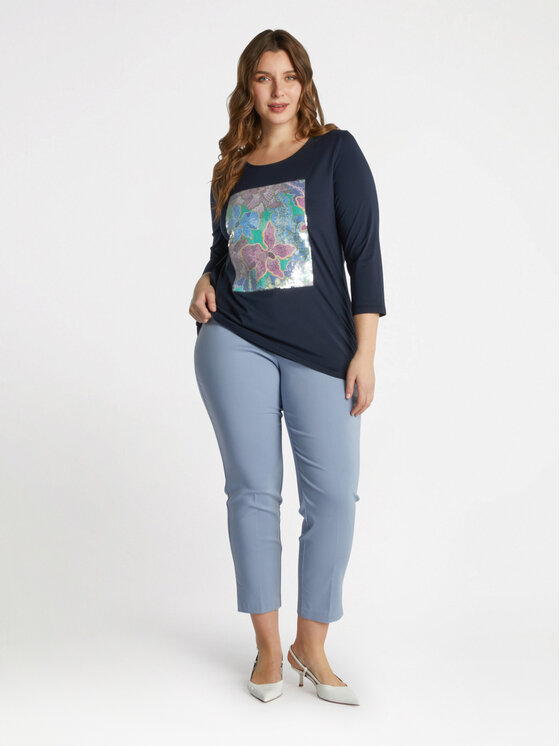 Fiorella Rubino Fiorella Rubino Pantaloni di tessuto P949L102088N024 Turchese Slim Fit