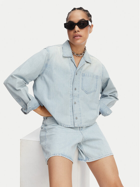 G-Star Raw G-Star Raw cămașă de blugi Resort D29076-E356 Albastru deschis Relaxed Fit