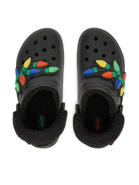 Crocs Crocs Iešļūcenes Classic Lined Holiday Lights Clog 212054 Melns