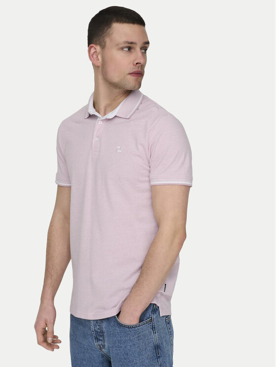 Only & Sons Only & Sons Polo Fletcher 22024827 Różowy Regular Fit