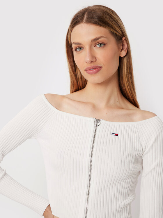 Tommy Jeans Tommy Jeans Cardigan DW0DW13435 Bianco Slim Fit